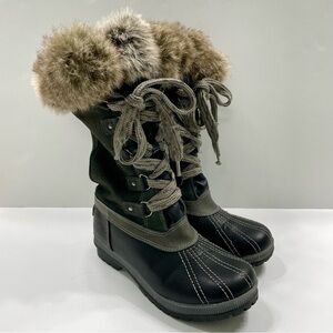 London Fog Melton Women’s Tall Winter Boot Gray/Black Size 8
